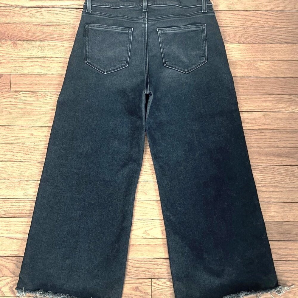 Paige Anessa High Rise Wilde Leg Crop Jeans Raw Frayed Hems Black Lotus 31 EUC! - Picture 9 of 10